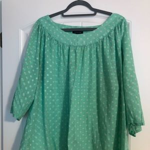 Mint green and white polka dot tunic